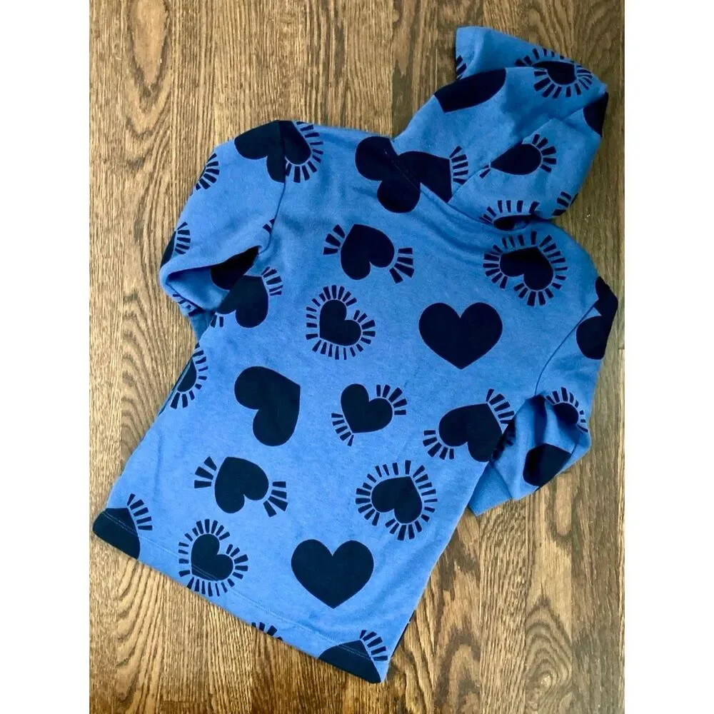 OLD NAVY Kids Toddler Girls 5 (XS) Allover Hearts Print Hooded Pullover Dress